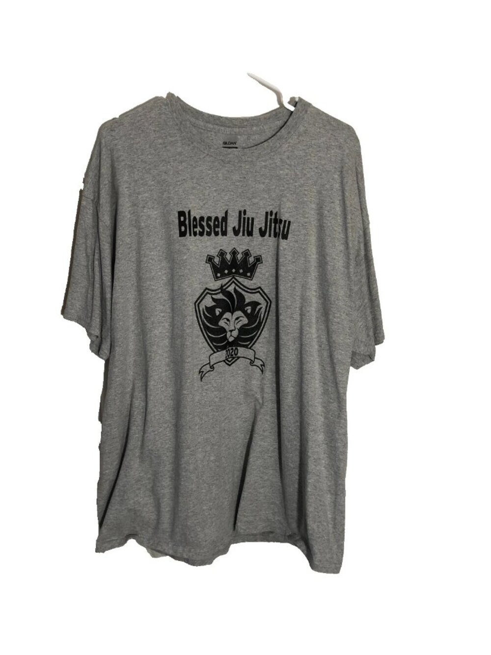 Jiu Jitsu Blessed Cotton Blend Gray Black T Shirt Lion Crest Sz 2XL PreOwned VGC